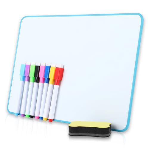 Wenrescry Doppelseitiges Whiteboard Set - Tragbares Whiteboard mit 8 Farbstiften, Radiergummi und Halterung - Ideal für Büro, Heim und Klassenzimmer - Robust und Vielseitig Nutzbar von wenrescry