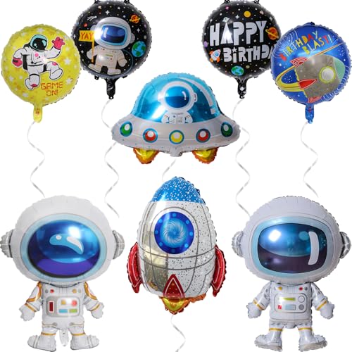 Wenweo Weltraum Kindergeburtstag, Raketen Party Kindergeburtstag Deko Set, Weltraum Deko Luftballons für Raumschiff Surprise Themen Party Geburtstagsdeko Jungen, Astronaut Deko Kindergeburtstag von wenweo