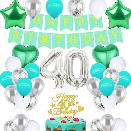 wenweo 40 Geburtstag Männer Frauen, Deko 40 Geburtstag Mann Frauen enthält die Notwendigen Latexballons für die Party, 40-jährige Aluminiumfolienballons und Banner 40 Geburtstag von wenweo