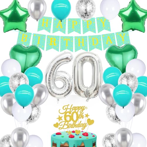 wenweo 60 Geburtstag Mann Frau, Deko 60 Geburtstag enthält die Notwendigen Latexballons für die Party, 60-jährige Aluminiumfolienballons und Banner 60 Geburtstag von wenweo