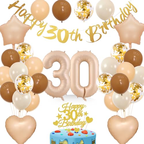 wenweo Luftballon 30 Geburtstag, Deko 30 Geburtstag Frau enthält die Notwendigen Latexballons für die Party, 30-jährige Aluminiumfolienballons und Banner 30. Geburtstag Frau von wenweo