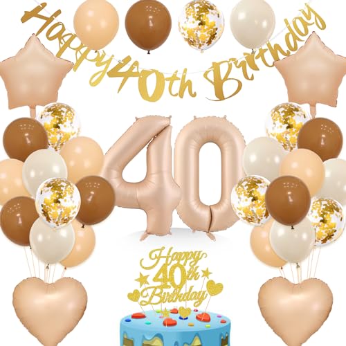 wenweo Luftballon 40 Geburtstag Frau, Deko 40. Geburtstag Frauen enthält die Notwendigen Latexballons für die Party, 40-jährige Aluminiumfolienballons und Banner 40 Geburtstag Frau von wenweo