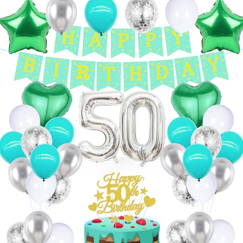 wenweo Luftballons 50. Geburtstag, Deko 50. Geburtstag Mann Frau enthält die Notwendigen Latexballons für die Party, 50-jährige Aluminiumfolienballons und Banner 50 Geburtstag von wenweo
