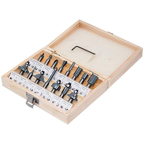 Fräser Set Hartmetall Schaft 8 mm Box Holzbearbeitung Oberfräse Zubehör 2 bis 24 tlg (5. HM-Fräser Set 15 tlg.) von werkzeugundzubehoer_com