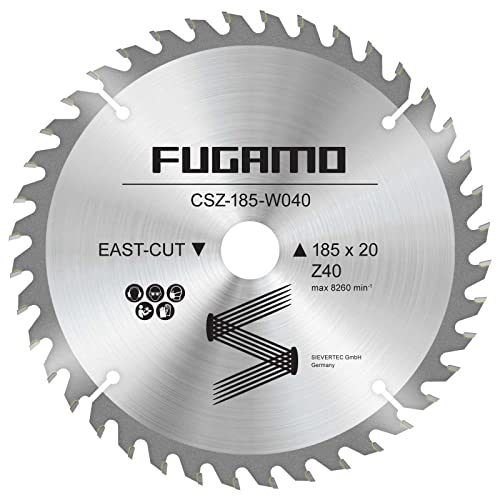 Hartmetall - Kreissägeblätter Ø 185 mm, Bohrung Ø 20 mm, mit 24, 40, 60 Zähnen, Reduzierstück: 20/16 mm (40 Zahnanzahl) von werkzeugundzubehoer_com