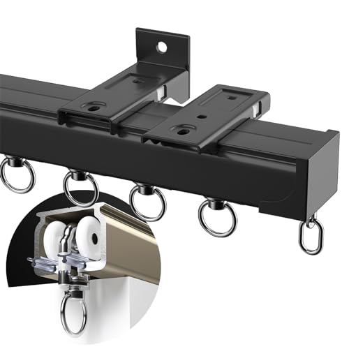 whalebee Dauerhafte Vorhangschienen Decken/Wand Gardinenschiene, Aluminium Schiene 50cm Bis 600cm Leise Vorhangschiene, Vorhangstange Mit Beschlagsatz Für Fenster, Raumteiler, Bäder von whalebee