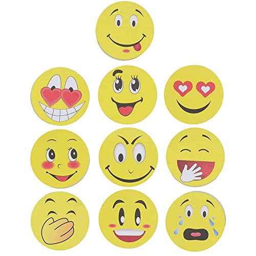 Emotion Haftnotizen, niedliches Smile-Gesicht, selbstklebend, entfernbar, 10 Blöcke - 10 Blatt pro Block 10 Stück von whatUneed