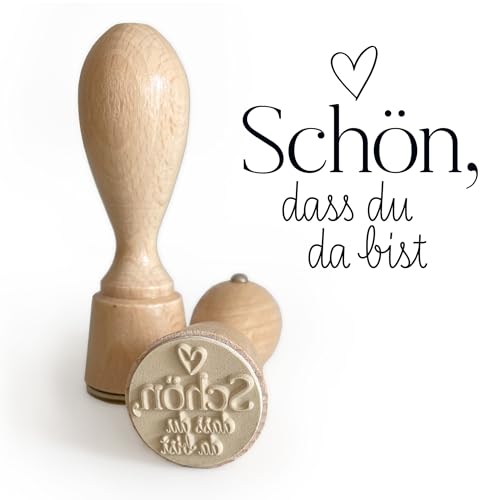 Hochwertiger Holzstempel schön, dass du da bist | Ø 3 cm | made in Germany | Textstempel, DIY für deine Hochzeit, Feier, Karten, Gastgeschenke von white & ivory