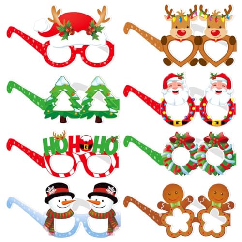 wiianoxd 24 x glitzernde Partybrillenrahmen mit Dekorationsteilen für Weihnachtsfeiern von wiianoxd