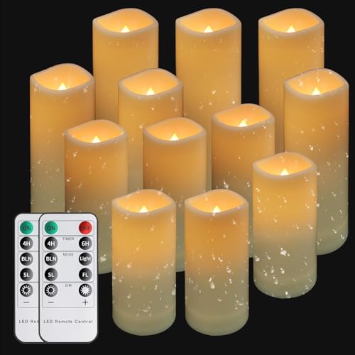 wiipara 12 LED Teelichter mit Fernbedienung, Realistische LED Kerzen Flackernd Flammenlose Kerzen Batteriebetrieben, LED Kerzen Set (10cm/12cm/15cm/17cm) für Hochzeit Halloween Weihnachten Deko von wiipara