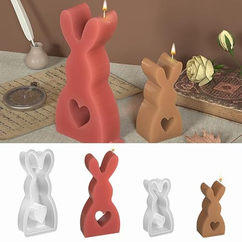 Wikimo 3D Silikonformen gießformen für Ostern Kerzenherstellung, DIY Epoxidharz Formen Silikon mit Hasenmotiv, Silikonformen Beton Gießform für Sojawachs Kerzen, Seife, Candle, Handwerk(2 Stück) von wikimo