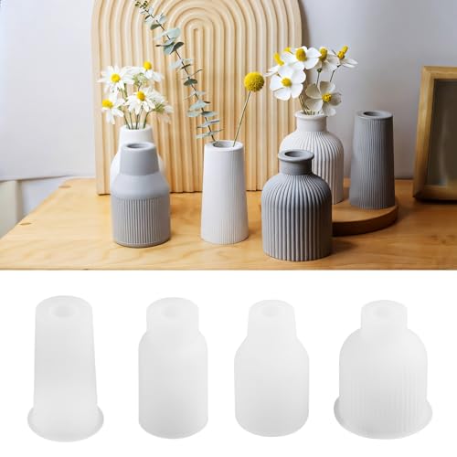 WIKIMO 4 Stück Silikonformen gießformen für Vase, Epoxidharz Formen für Vase, DIY Silikonformen Epoxidharz Blumentopf für Beton von wikimo