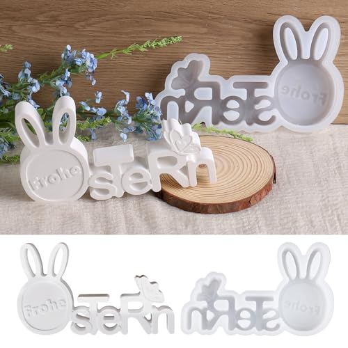 WIKIMO Silikonformen Gießformen Ostern, Silikonform Ostern Hase Gips Zum Gießen, Ostern Gipsform Hase Giessform Silikon Osterhasen Silikonform für DIY Handwerk von wikimo