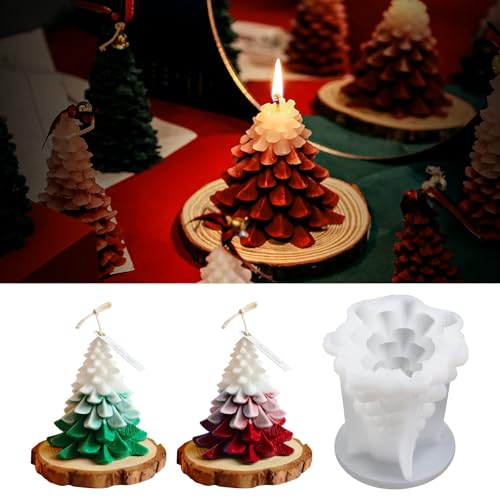 Wikimo Silikonformen Gießformen Weihnachten Kerzen, Epoxidharz Formen für Weihnachtsbaum, Silikonform Weihnachten Geeignet zum Füllen mit Gips, Epoxidharz, Kerzen (B) von wikimo