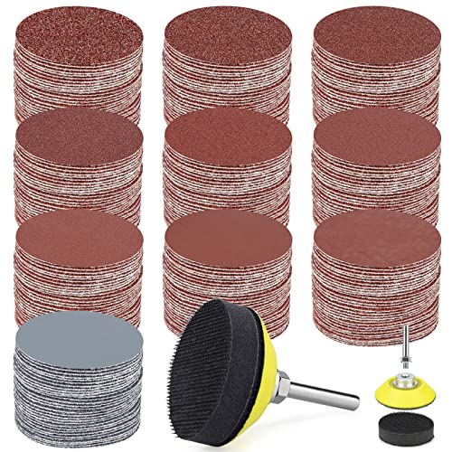 303 Stück Schleifscheiben Pad Kit Schleifpapier Klett & Schleifpad und Schaft 2 Zoll 50mm Körnung 80 180 240 320 400 600 800 1000 2000 3000 Polierpad Adapter für Holz Metall Automobil Holzmöbel von wiksite