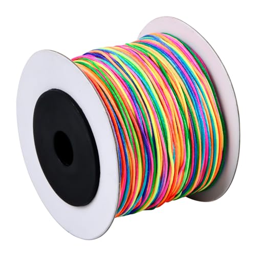 Bunte Elastische Faden, Regenbogen Gummiband Elastisch, Gummiband für Armbänder Nylonschnur, Rund Schnur Perlenschnur Regenbogen, 1mm x 100m Perlenfaden für DIY Schmuck, Halskette, Handwerk von wiksite