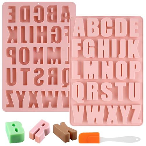 26 Buchstaben Silikonform, Wiederverwendbare Silikonform Silikonform Epoxidharz Formen mit Silikon Spatel A-Z Alphabet Groß Gießformen Silikon Für DIY-Formen, Kuchen, Backen, Schokolade, Eisbrocken von winbest