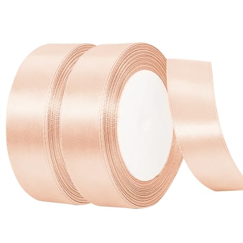 Satinband Champagnerrosa, 2PCS*44m Geschenkband Champagnerrosa Breit 20mm Schleifenband Champagnerrosa Geschenkband Champagnerrosa Hochzeit Stoff für Hochzeit Party Geschenkverpackungen DIY von winbest