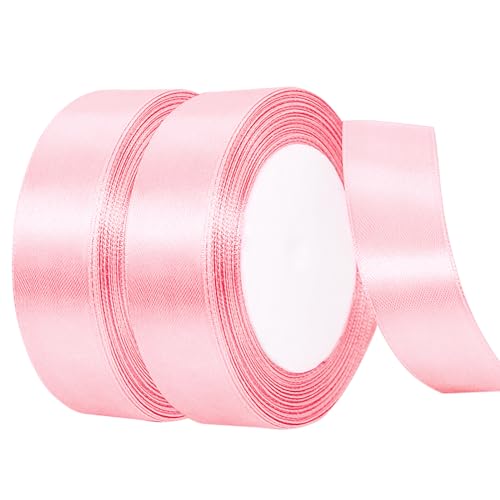 Satinband Rosa,2PCS*44m Geschenkband Rosa Breit 20mm Schleifenband Rosa Geschenkband Rosa Hochzeit Stoff für Hochzeit Party Geschenkverpackungen, DIY Basteleien Blumensträuße Schleifenherstellung von winbest