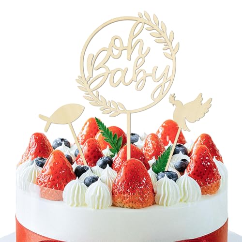 3 STK Oh Baby Cake Topper Holz, Oh Baby Kuchen Topper, Cake Topper Taufe Holz, Kuchenstecker Kuchendeko Tortendeko für Baby Shower von winbest