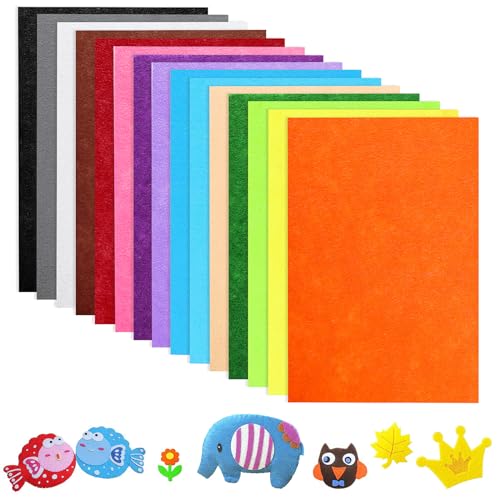 winbest Bastelfilz, 2mm 15 Farben Filzstoff A4 20X30CM Filz zum Basteln Polyester Felt Fabric Filzplatten Kinder Vliesstoff Stoff Filzplatten für DIY Handwerk Nähen Projekte Patchwork Decoration von winbest