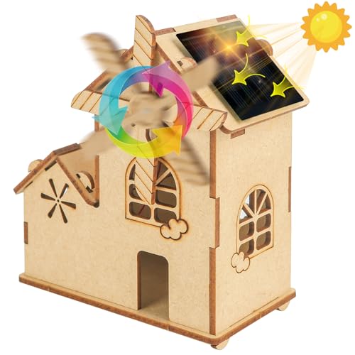 Solar holzpuzzle-DIY Montage 3D holzbausatz mit Windmühle,Mint Wissenschaft Bildung Handwerk Bastelset,Geduldsspiele Knobelspiele Spielzeug für Kinder,Geschenke für Jungen und Mädchen Alter 8-14 von winsonik