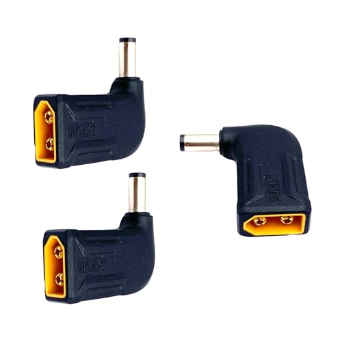 3 Stück XT60 Stecker zu DC 5.5mm X 2.1mm Steckeradapter, Seite 90 Grad XT60 Stecker zu DC5521 Adapter für Lötkolben, Drohnen, Solarzellen und Fahrzeuge von winwill