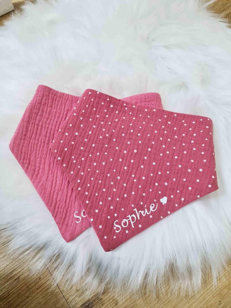 2Er Set Musselin Halstuch/Sabbertuch Spucktuch Babyhalstuch Geschenk Zur Geburt Baby /Sabberlätzchen Mit Namen Personalisiert von wirbelwindmode