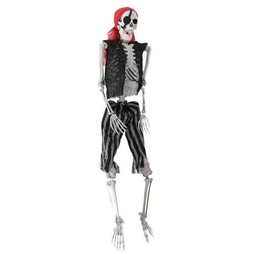 Halloween Life Size Skelett, 5.4FT Kunststoff Skelett Prop Ganzkörper Menschliches Knochen Skelett mit beweglichen Gelenken Realistisch Posierbar für Haunted House Gruselige Dekorationen Pirat von wirlsweal