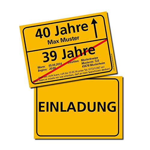 Einladung Einladungskarte Geburtstag Ortsschild individuell von wirmachendeinekarte.de