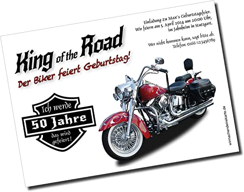 Einladungskarten zum Geburtstag Oldtimer Herbie - witzige Einladungskarten zum Geburtstag - Einladungen zum Geburtstag 30er 40er 50er 60er 70er - Deine Einladung zum Geburtstag (Harley, 10 Stück) von wirmachendeinekarte.de