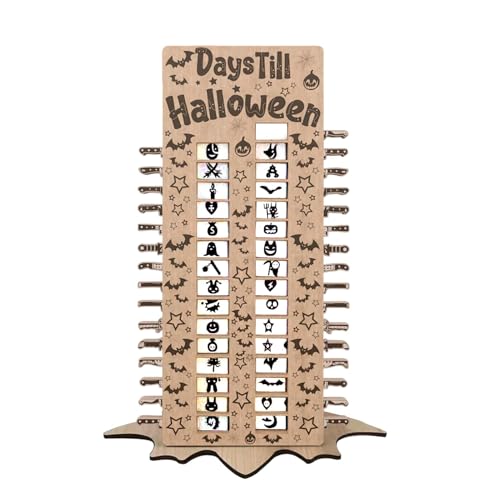 Countdown Bis Halloween, Countdown Kalender aus Holz, Adventskalender mit Abnehmbaren Blöcken, Kalender zum Halloween Kalenderornament für Kinder - 30x15cm von wiroouia