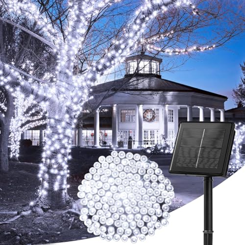 Outdoor Solar Light String – 20 m, 200 LEDs, solarbetrieben, 8 Beleuchtungsmodi, wasserdicht, Garten, Außenbereich, Balkon, Terrasse, Solarlicht, reinweiß von wisdom line