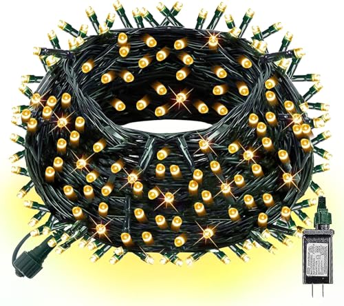 Weihnachts-Lichterkette, 18 m, 400 LEDs, 8 Modi, wasserdicht, für Baum, Garten, Terrasse, Hochzeit (warmwhite) von wisdom line