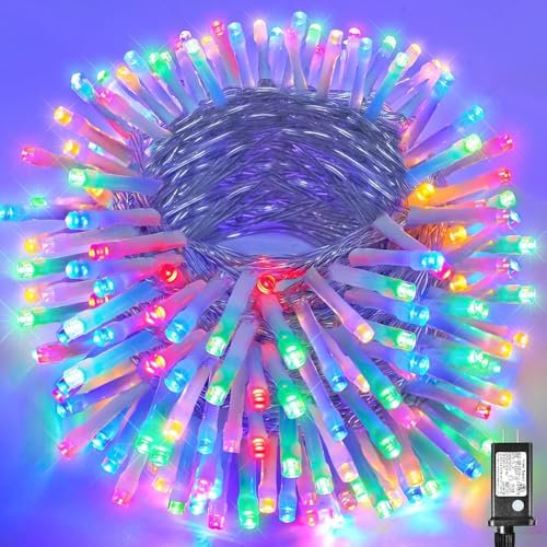 wisdom line Weihnachts-Lichterkette, 8 Leuchtmodi, mit Timer, für den Innen- und Außenbereich (Colorful, 300 LEDs) von wisdom line