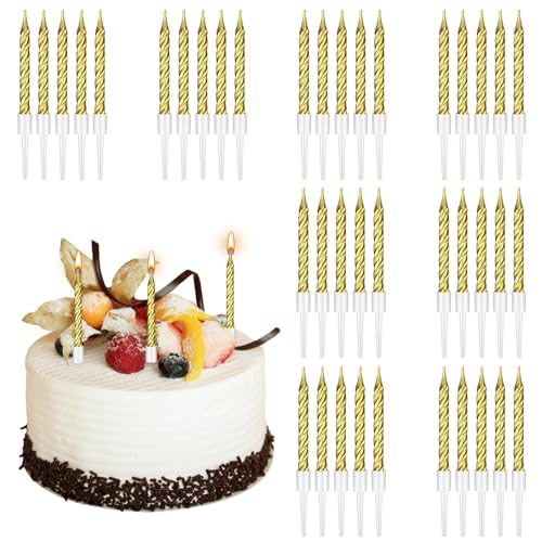 40 Stück Geburtstagskerzen Kuchen,Spiral Metallisch Geburtstagskerze, Tortendeko Hochzeit Party Deko,Goldene Kerzen für Geburtstagsdeko,Kuchen Deko für Geburtstagskerzen Kinder und Erwachsene von witeup