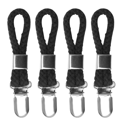 Handtuchklammern 4 Stück, Schwarz Handtuchclips,Handtuch Klammern,Handtuch Aufhänger,Handtuchklammer mit Schlüsselband, Handtuchaufhänger Ohne Nähen für Geschirrtücher,Handtücher, Duschhauben von witeup