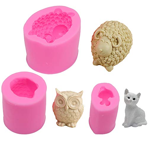 3D Schaf Silikonform Eulen Formen Seifenform Katze Tier Gießformen Kerzenform Seifengießform für Schokolade Seifen Kuchen Cupcakes Süßigkeiten Fondant-Formen Eiswürfel Bastelprojekte zur Kuchen von witgift