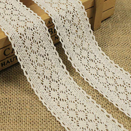 witgift 10 Meter Vintage Spitzenband Beige Spitzenborte Häkel-Borte Spitze Spitzenstoff Spitzenbordüre Karten Tagebuch Scrapbooking Geschenkbox Dekoband Nähen Handwerk Hochzeit Deko von witgift