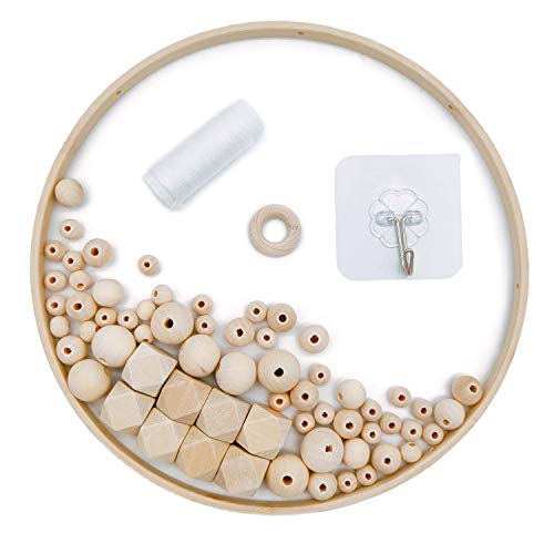 witgift DIY Handgemacht Holzmobile Windspiel Bettglocke Glocke Zimmer,Natürliche Handwerk Holz Ringe Beads Baby Mobile Kit für Kinderzimmer Dekor von witgift