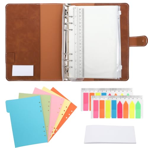 wllqinte A5 Nachfüllbar Notizbuch Ringbuch, Leder Notizbuch Binder A5, Tagebuch Karierte Papier für Reisearbeit Organizer, Ringbuchordner Ringbinder Planer, Geschenk für Mädchen Jungen Männer Frauen von wllqinte