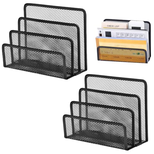 wllqinte Brief Organizer Metall Schreibtisch Organizer, 2 Stück Papier Briefablage Organizer, Desktop-Aktenordner, Postsortierer für Briefe, Postkarten, Broschüren, Posthalter für Zuhause Bürobedarf von wllqinte