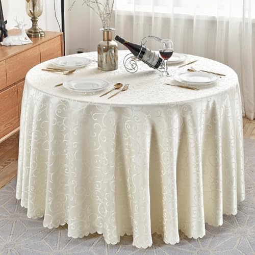 wllqinte Tischdecke Rund 140cm, Tischdecke Outdoor, Polyester Tischdecke Abwaschbar, Lotuseffekt, Fleckschutz, Wasserdicht, Wetterfest, Tischschutz für Outdoor, Indoor, Hochzeit, Restaurants, Beige von wllqinte