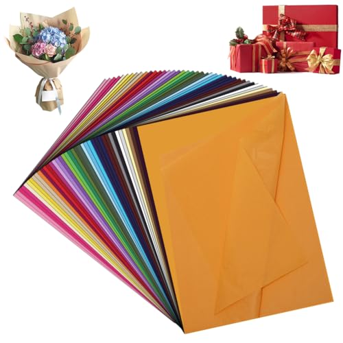 wllqinte Transparentpapier Seidenpapier Bunt, 500 Blatt Tissue Paper Glanzpapier Bastelpapier zum Kreieren von Pompoms, Papierblumen, Basteln Deko für Geburtstag Hochzeit Weihnachten Deko Verpackung von wllqinte