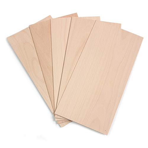 wodewa Holz Furnier Set 2mm Starkfurnier Buche 15x14cm 5er Set Sägefurnier Bastelholz Platten Echtholz Holzfurnier zum Basteln Holzplatte Bastelset Modellbau DIY von wodewa