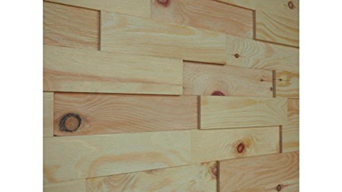 wodewa Wandverkleidung Holz 3D Echtholz Zirbe 1m² Wandpaneele Moderne Wanddekoration Holzverkleidung Holzwand Wohnzimmer Küche Schlafzimmer I gebürstet unbehandelt von wodewa