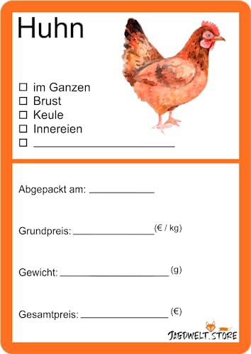 Metzger Etiketten zur Kennzeichnung von Fleisch 6 x 9 cm Huhn Vektor (25) von wodtke-werbetechnik