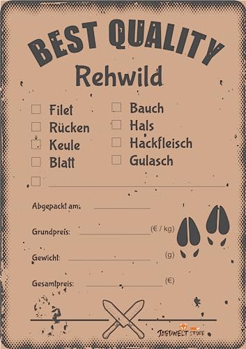 Wildbret Etiketten zur Kennzeichnung von Wildfleisch 6 x 9 cm Rehwild Vintage (100) von wodtke-werbetechnik