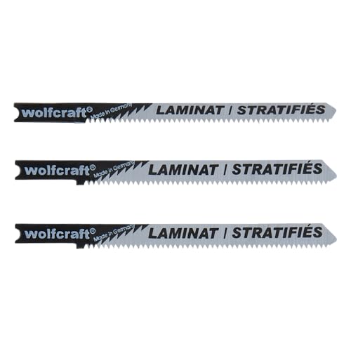 wolfcraft 3 Stichsägeblätter für Laminat und Parkett I 2674000 I U-Schaft I sehr saubere Schnitte I für Stichsägen von Black & Decker, Einhell, Ryobi etc von wolfcraft