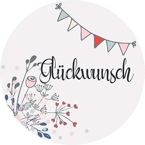 wolga-kreativ 120 Aufkleber Geschenkaufkleber "Glückwunsch!" Sticker Etiketten selbstklebend für Geschenke von wolga-kreativ